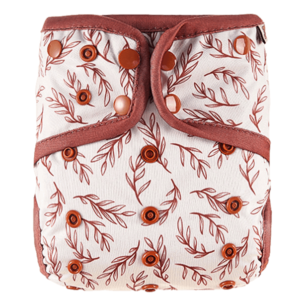 HappyBear wasbare luier met bladerenpatroon uit het probeerpakket voor herbruikbare luiers, ideaal om cloth diapers uit te proberen